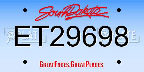 ET29698 South Dakota License Plate