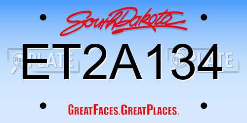 ET2A134 South Dakota License Plate