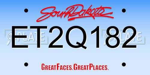 ET2Q182 South Dakota License Plate