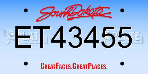 ET43455 South Dakota License Plate