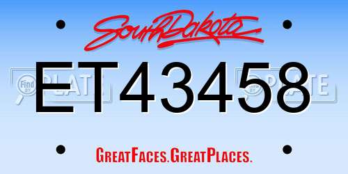 ET43458 South Dakota License Plate