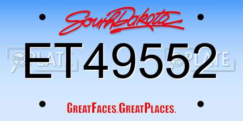 ET49552 South Dakota License Plate