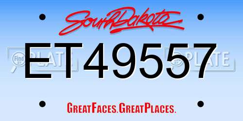 ET49557 South Dakota License Plate