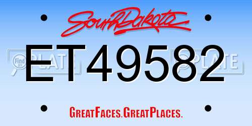 ET49582 South Dakota License Plate