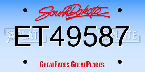 ET49587 South Dakota License Plate