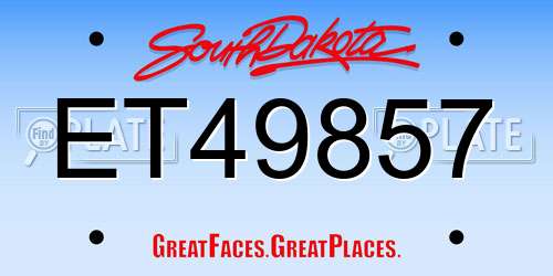 ET49857 South Dakota License Plate