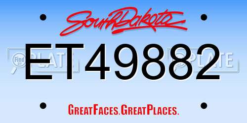 ET49882 South Dakota License Plate