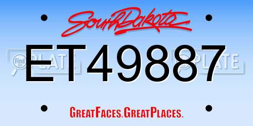 ET49887 South Dakota License Plate