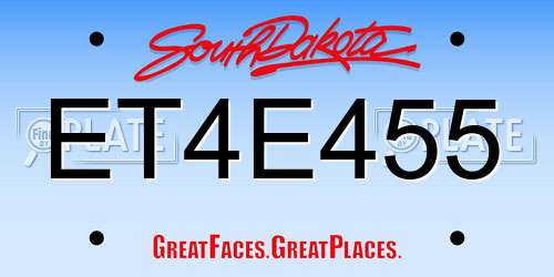 ET4E455 South Dakota License Plate