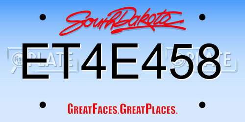 ET4E458 South Dakota License Plate