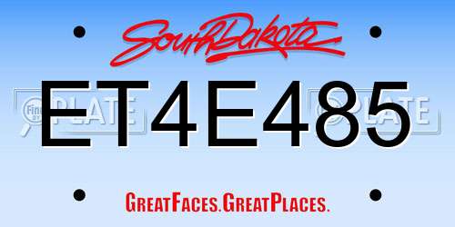 ET4E485 South Dakota License Plate
