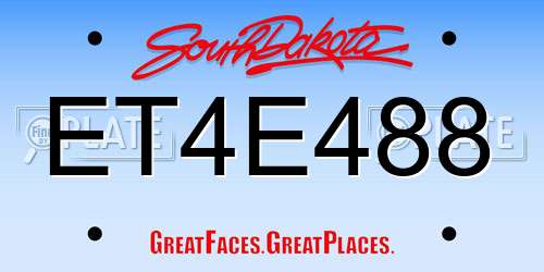 ET4E488 South Dakota License Plate