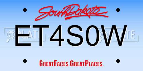 ET4S0W South Dakota License Plate