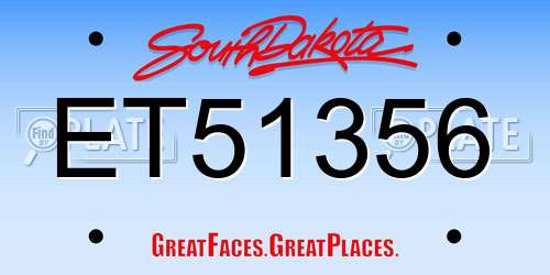 ET51356 South Dakota License Plate
