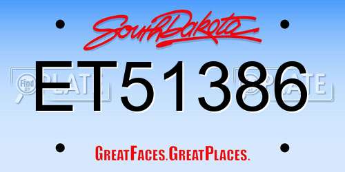 ET51386 South Dakota License Plate
