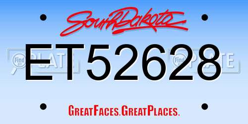 ET52628 South Dakota License Plate