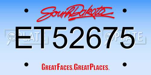 ET52675 South Dakota License Plate