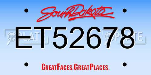 ET52678 South Dakota License Plate