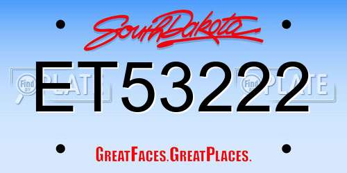 ET53222 South Dakota License Plate