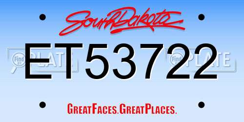 ET53722 South Dakota License Plate