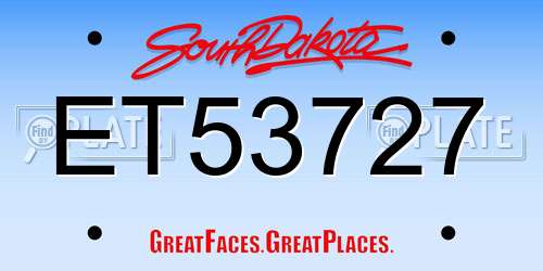 ET53727 South Dakota License Plate