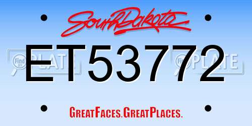 ET53772 South Dakota License Plate