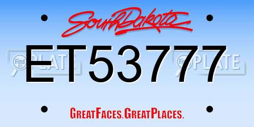 ET53777 South Dakota License Plate