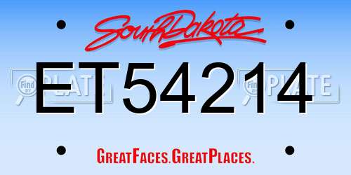 ET54214 South Dakota License Plate
