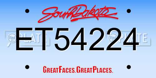 ET54224 South Dakota License Plate
