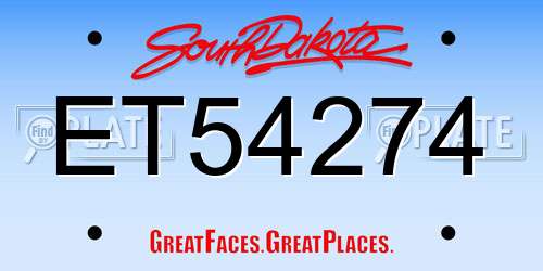 ET54274 South Dakota License Plate