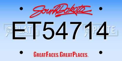 ET54714 South Dakota License Plate