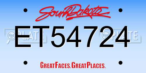 ET54724 South Dakota License Plate