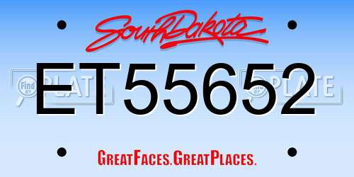 ET55652 South Dakota License Plate