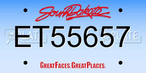 ET55657 South Dakota License Plate