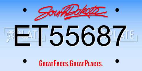 ET55687 South Dakota License Plate