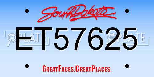 ET57625 South Dakota License Plate