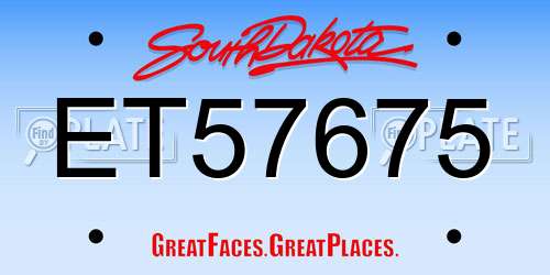 ET57675 South Dakota License Plate