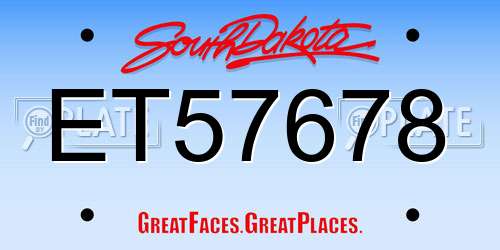 ET57678 South Dakota License Plate