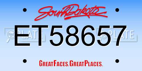 ET58657 South Dakota License Plate
