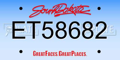 ET58682 South Dakota License Plate
