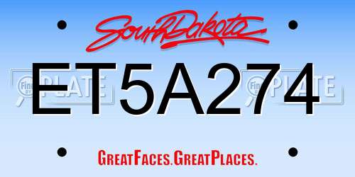 ET5A274 South Dakota License Plate
