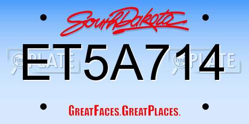 ET5A714 South Dakota License Plate