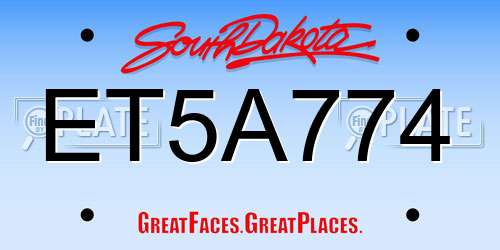 ET5A774 South Dakota License Plate