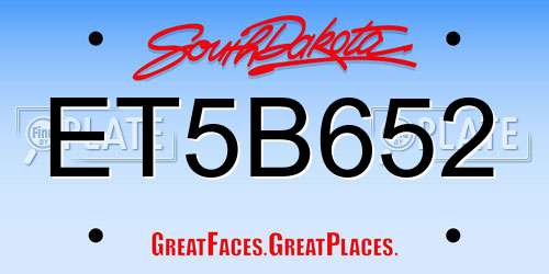 ET5B652 South Dakota License Plate