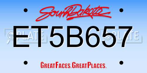 ET5B657 South Dakota License Plate