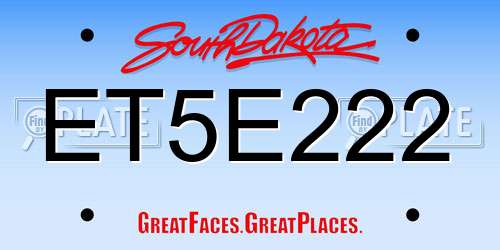 ET5E222 South Dakota License Plate