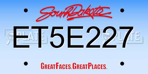 ET5E227 South Dakota License Plate