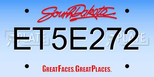 ET5E272 South Dakota License Plate