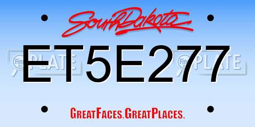 ET5E277 South Dakota License Plate