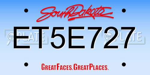 ET5E727 South Dakota License Plate